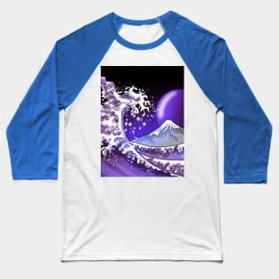 Big wave, Mount Fuji, and a purple moon Baseball T-Shirt